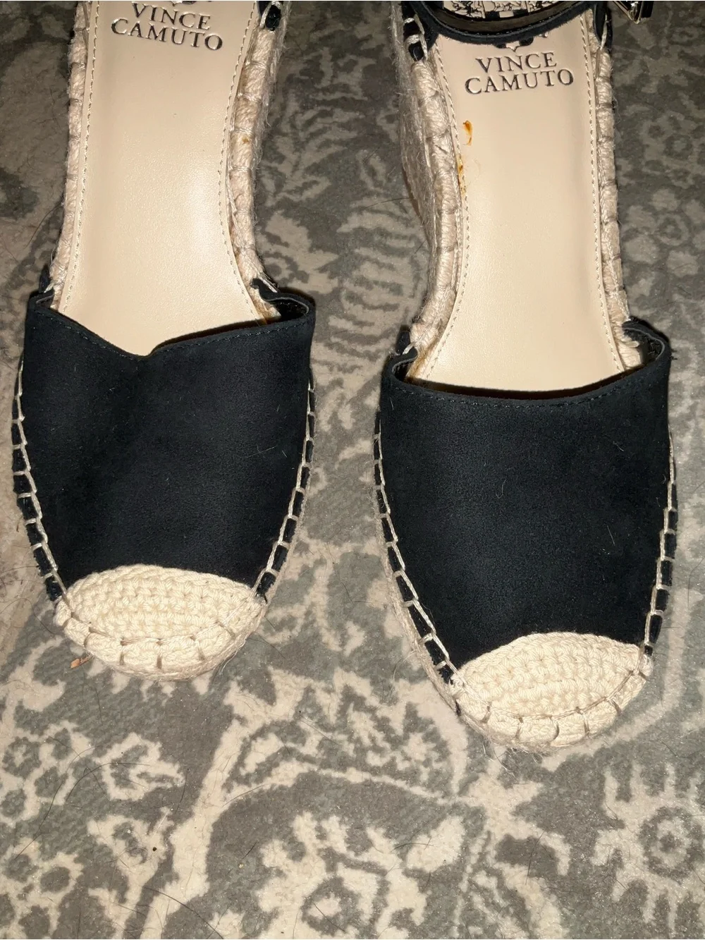Vince Camuto Black Espadrille Ankle-Strap Sandals